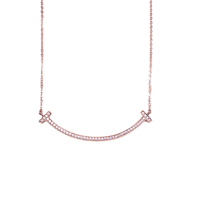 18k俄罗斯女士锆石彩金笑脸项链