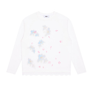 mostwanted 晕染小花乱序字母擦色蕾丝花边长袖T恤26春秋百搭罩衫