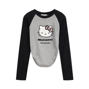 【马上红系列】REVAN芮范HelloKitty黑灰插肩袖T恤RK11001474