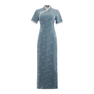 2025新款走秀旗袍长款高端舞台表演出服复古中国风奥黛连衣裙夏季