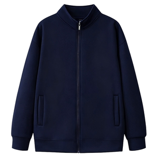 高端立领卫衣工作服定制印logo秋冬加绒企业办公室员工装开衫外套