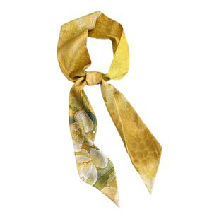 黄色复古风小长条细窄丝巾女绑包丝带扎头编发带飘带装饰领巾腰带