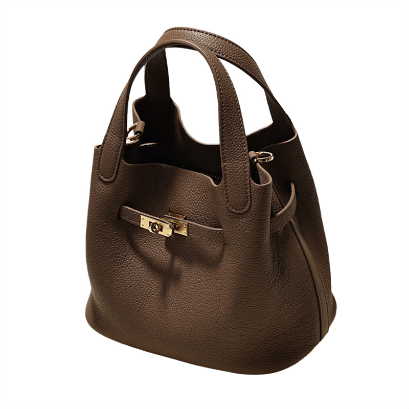 GXFMOD小众品牌头层牛皮菜篮子包女2025秋新款时尚单肩斜挎水桶包