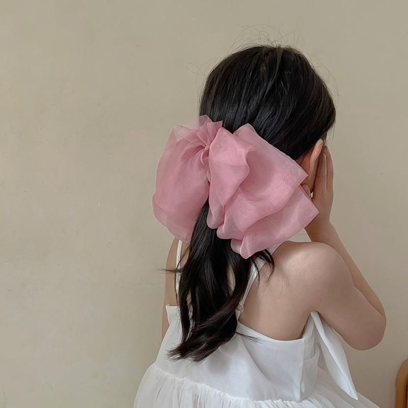 雪纺儿童大蝴蝶结发夹女孩马尾碎发夹后脑勺发饰公主发卡女童头饰