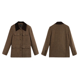 Maven Lin 羊毛100%呢子外套女2025秋冬高级感气质翻领复古西装