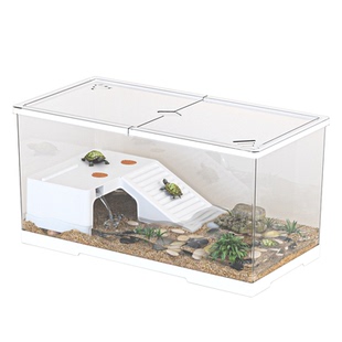 乌龟缸新型家养小乌龟专用饲养缸爬台躲避屋亚克力造景可排水鱼缸