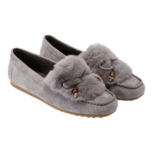 fed毛毛平底鞋冬季新款女鞋一脚蹬单鞋加绒豆豆鞋女款S1022-YA167