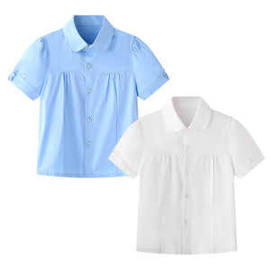 纯棉校园风风女童短袖校服衬衫