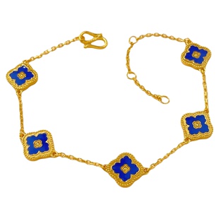 百泰首饰小确幸四叶草黄金手链足金999手串五花双面珐琅手环手饰