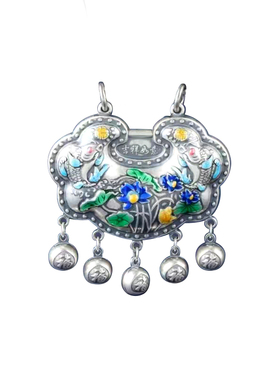 足银吉祥如意流苏平安五福吊坠复古国风S925纯银项链