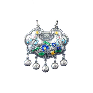 足银锦鲤戏莲吉祥如意流苏平安五福吊坠复古国风S925纯银项链