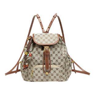 思加图2026新款都市音调双肩包复古老花百搭多功能背提包X8389AX6