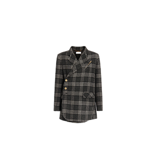 【高奢大衣】欧时力澳进口羊毛双面呢西装外套冬格子