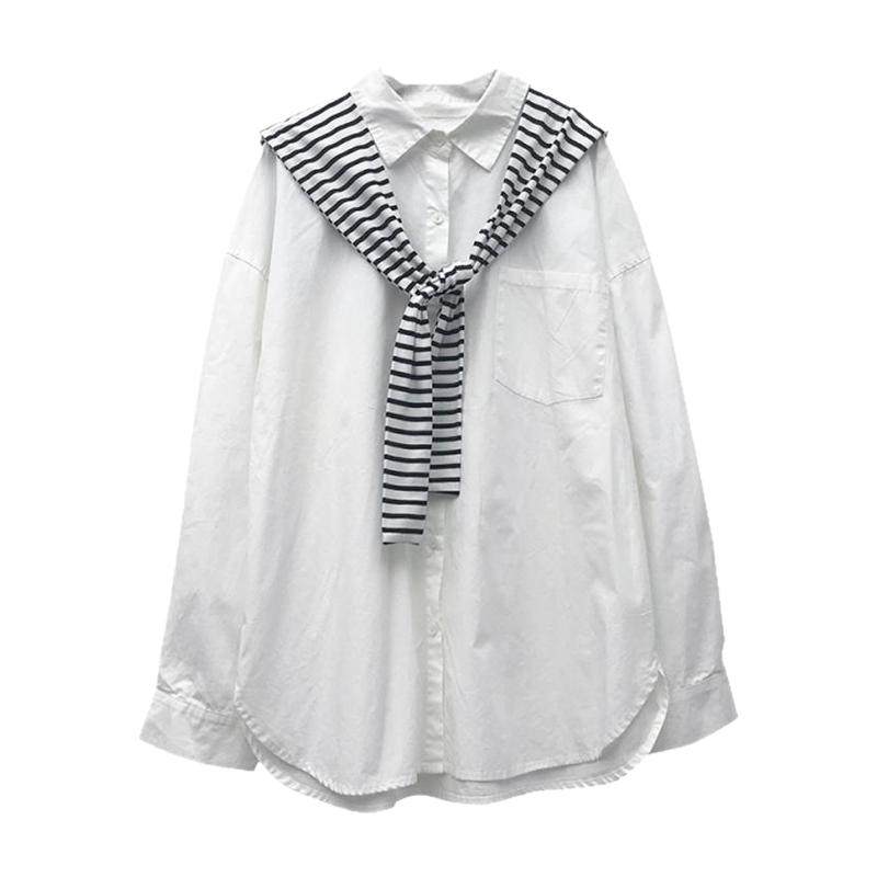 送条纹外穿白色职业哺乳孕妇装