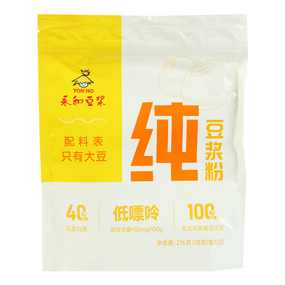 永和纯豆浆粉216g无添加蔗糖