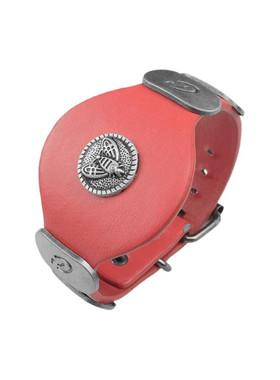 大红色PU皮合金骷髅个性朋克手链