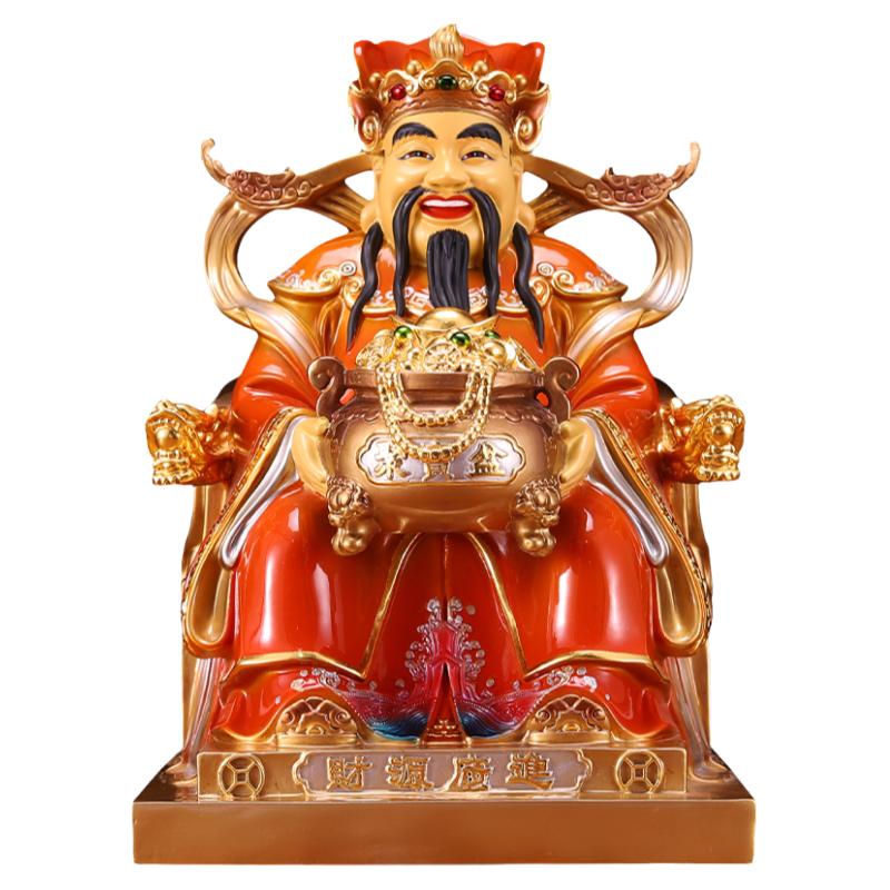 财神爷佛像彩绘文财神爷黄铜摆件