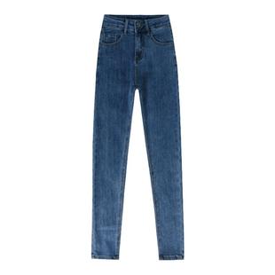 艾格牛仔小脚裤女2025秋季新款高腰显瘦弹力紧身高个子铅笔裤子