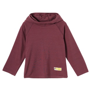 允儿妈女童秋冬莱赛尔绵羊毛混纺连帽纯色长袖 宝宝打底衫儿童T恤