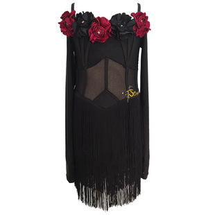 舞天骄正品拉丁舞服舞裙新款长袖流苏网红练功服女童高档班服套装