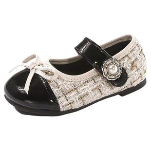 女童公主鞋小香风单鞋2026春秋新款女孩软底儿童韩版洋气气质皮鞋