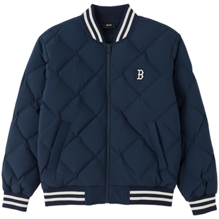 26款MLB羽绒服男女NY菱形格学院风防泼水运动休闲棒球服3ADJV0166