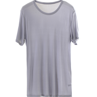 桑蚕丝双面绸真丝圆领针织衫短袖文化衫真丝汗衫纯色透气男士Tt恤