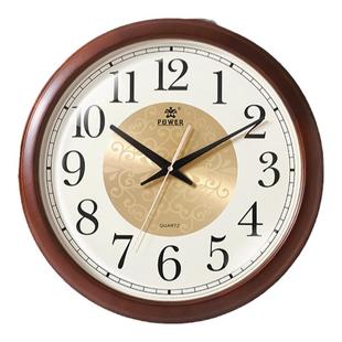霸王欧式钟表挂钟轻奢实木挂钟简约客厅静音家用免打孔中式时钟