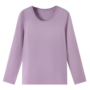 女新款带胸垫纯棉长袖T恤免穿文胸无钢圈罩杯一体瑜伽内衣睡衣