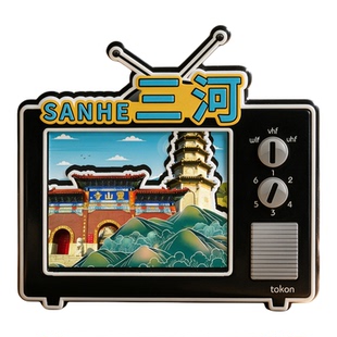 廊坊三河木质磁吸冰箱贴灵山寺蒋福山甘泉寺遗址公园纪念品伴手礼