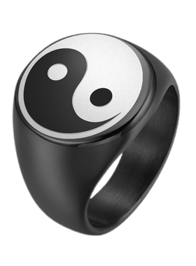 潮男钛钢国潮民族风阴阳太极戒指