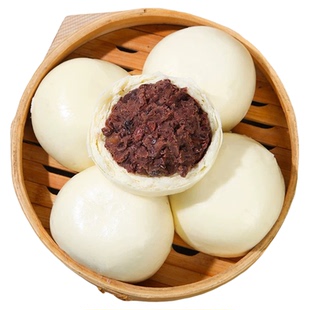 老面红豆包豆沙包子早餐半成品薄皮纳豆包老式面点营养熟食馒头