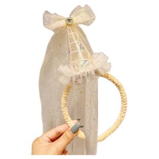 生日帽子皇冠发箍头饰纱装饰场景布置女孩儿童周岁公主派对蛋糕