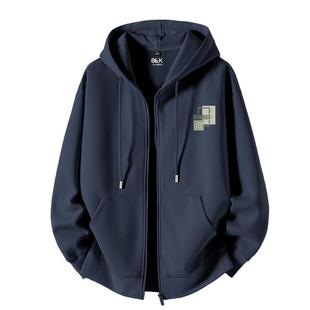 班尼路S&K连帽卫衣男款2025秋季青少年松弛感藏青色拉链开衫外套A