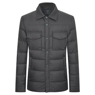 报喜鸟冬季男士商务休闲白鸭绒羽绒服短款衬衫领加厚防风柔软上衣