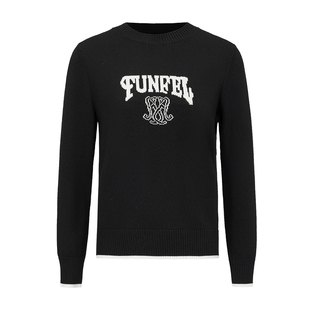 【绵羊毛】FF仿佛2025年春季新款黑色针织衫女圆领长