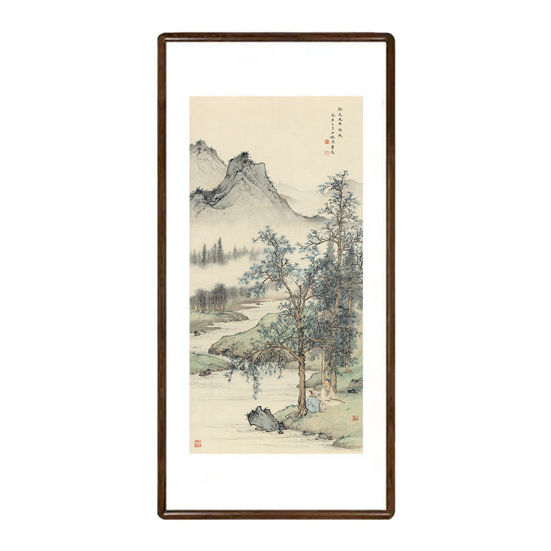 新中式陈少梅春山论道图玄关挂画