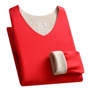 德绒发热保暖内衣男羊绒蚕丝冬季防寒无痕红色秋衣秋裤女情侣套装