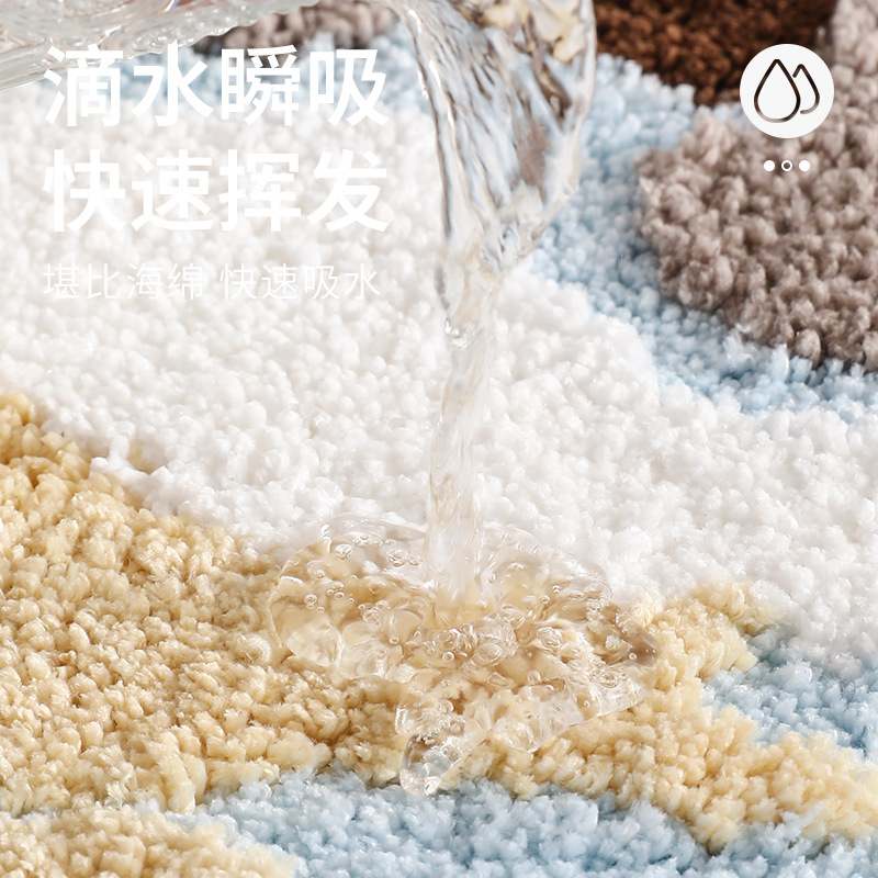 轻奢苔藓植绒地毯垫垫门批发吸水地防滑柔软超细浴室簇绒地毯纤维