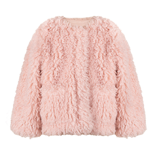 LittleNaive女童毛绒外套冬季皮毛一体儿童棉服外套千金风夹克