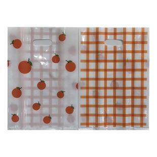 ins活力橙橘子小清新塑料礼品手提包装袋服装烘焙塑料打包袋胶带