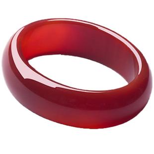 天然正品玉镯子巴西红玛瑙手镯女少女加宽版窄版红色旺夫真玉手镯