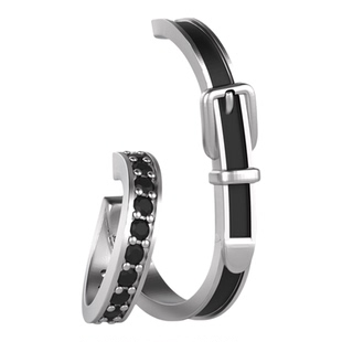 此沙同款YURITAN2026春夏新款皮带扣镶钻耳夹无耳洞耳饰单只