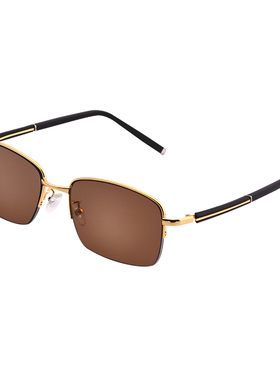 天然水晶石头镜太阳镜 半框硅胶腿茶色镜片时尚中老年墨镜