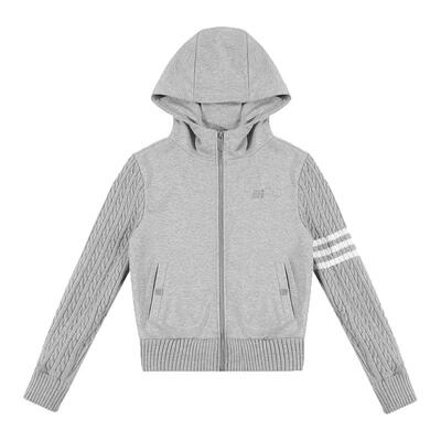 FDR官方店 超好看卫衣女款连帽今年新款针织袖拼接修身开衫外套