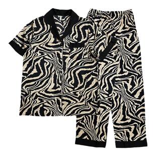 2026新款夏天情侣冰丝睡衣短袖女士家居服男三件套高级套装可外穿