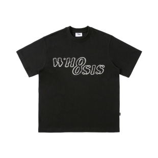 WHOOSIS（不知其名）水珠刺绣短袖T恤纯棉休闲夏季宽松潮流印花男