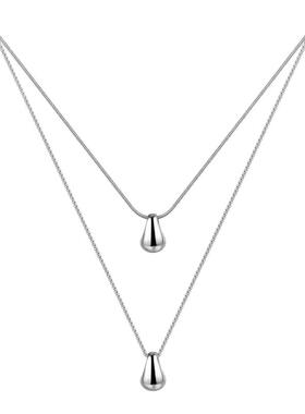 双层叠戴水滴项链女小众设计