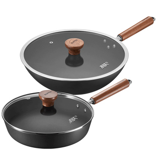 苏泊尔有钛铁锅具套装全套家用厨房铸铁炒锅平底不粘锅炒菜锅煎锅