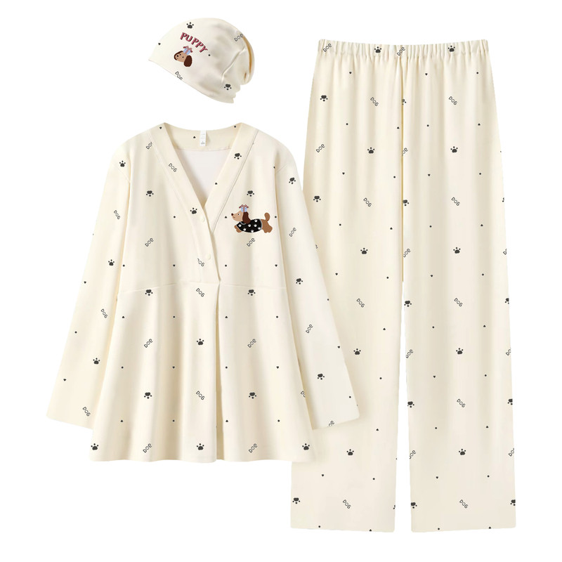 带胸垫月子服纯棉a类母婴级